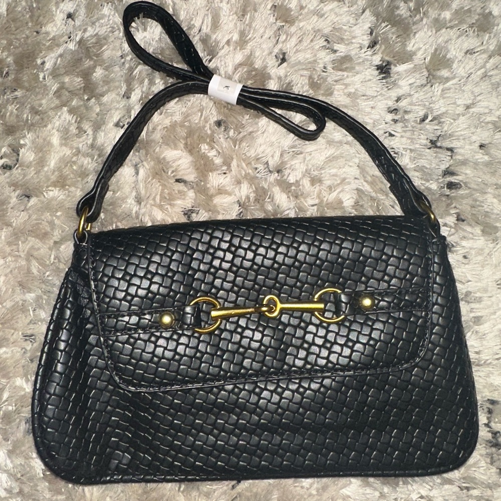 Elegant Black Woven Handbag